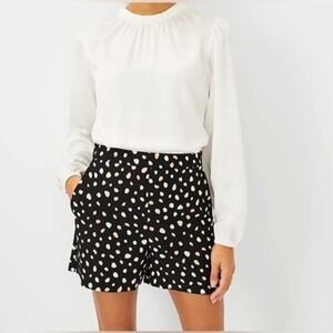 Ann Taylor Women's Black and White Spotted Tie Waist Shorts - Size 0 NWT‎